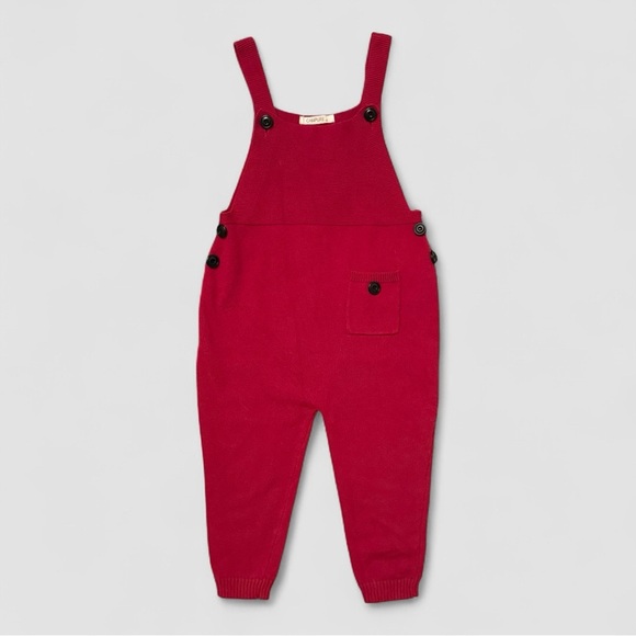 Kids Luxurious Soft Knit Red Campure Overalls Toddler Size 4 NWOT - Picture 1 of 7